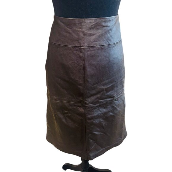 Sexy Black Leather A-Line Skirt Glam City Careerwear Jaclyn Smith L Mobwife Line - Picture 2 of 5